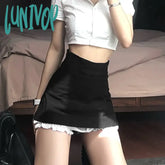 Lunivop Ladies Slim High Waist Mini Skirt Club Harajuku Gothic Punk Black Short Summer Fashion